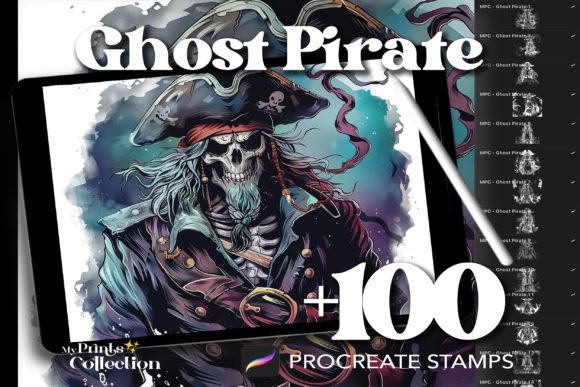 100 Procreate Ghost Pirate Stamps