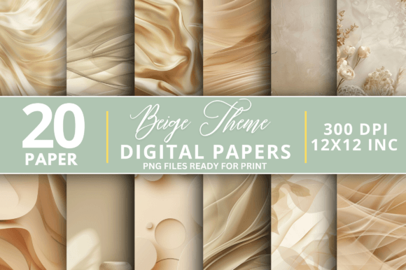Beige Theme Digital Paper Bundle for Creative Projects