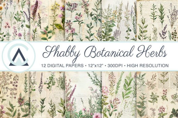 Botanical Herbs Shabby Chic Backgrounds