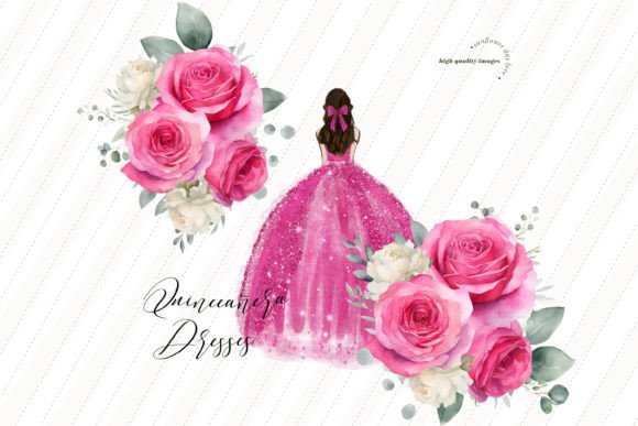 Bright Pink Fuchsia Princess Clipart for Creative Projects
