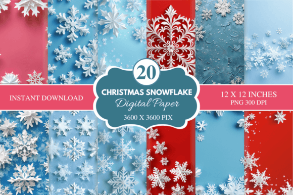 Christmas Snowflake Digital Paper Bundle