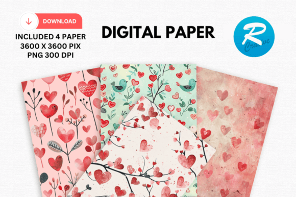 Cute Heart Valentine s Day Digital Paper