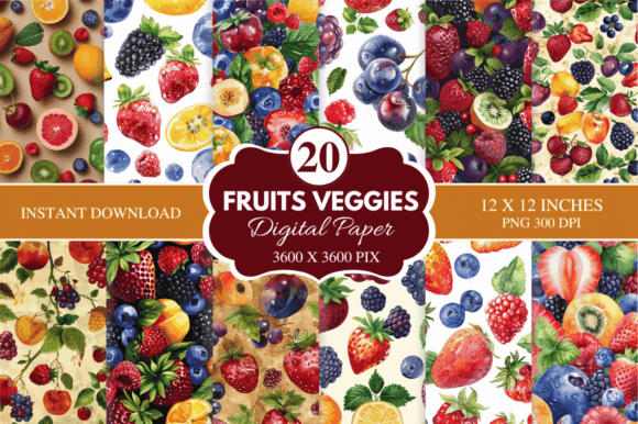 Fruits Veggies Digital Paper Bundle: A Vibrant Resource for Modern Creatives