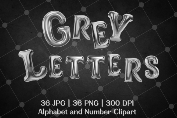 Grey Balloon Alphabet Number Clipart