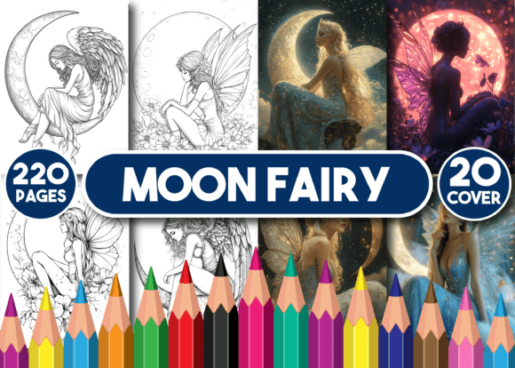 Moon Fairy Coloring Book for Adults