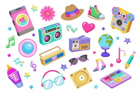 Nostalgic 90s Clipart: The Ultimate Retro Design Pack