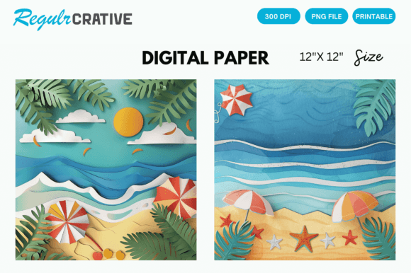 Summer Beach Paper Digital Pattern: Elevate Your Creative Projects with Tropical Vibes