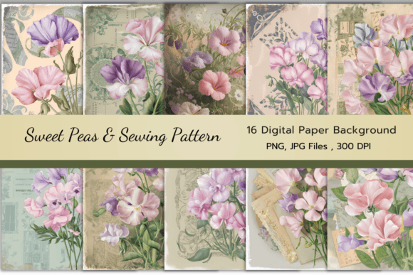 Sweet Peas Sewing Pattern Digital PNG