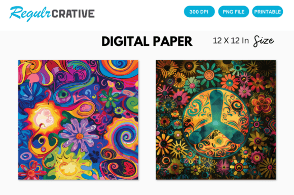 Watercolor Hippie Digital Paper Pattern: A Strategic Asset for Authentic Branding and Creative Projects