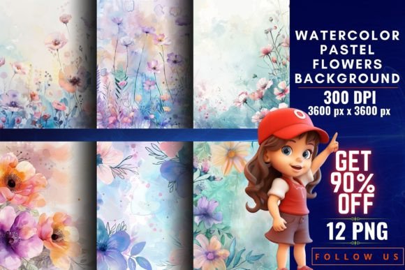 Watercolor Pastel Flowers Background: A Delicate Design Asset