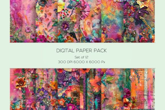Whimsical Floral Mixed Media Paper Set